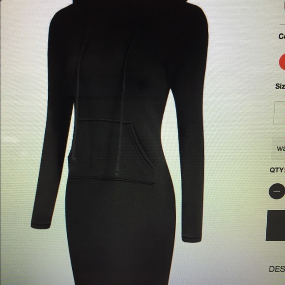 NWOT black hooded sweatshirt dress, size M, - Picture 3 of 4
